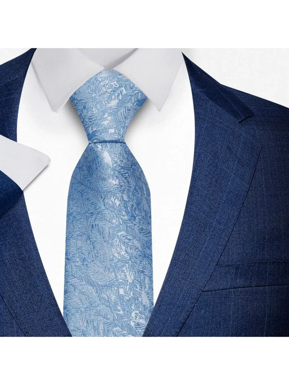 Men Sky Blue 100% Microfiber Paisley Jacquard Flower Formal Necktie For Business